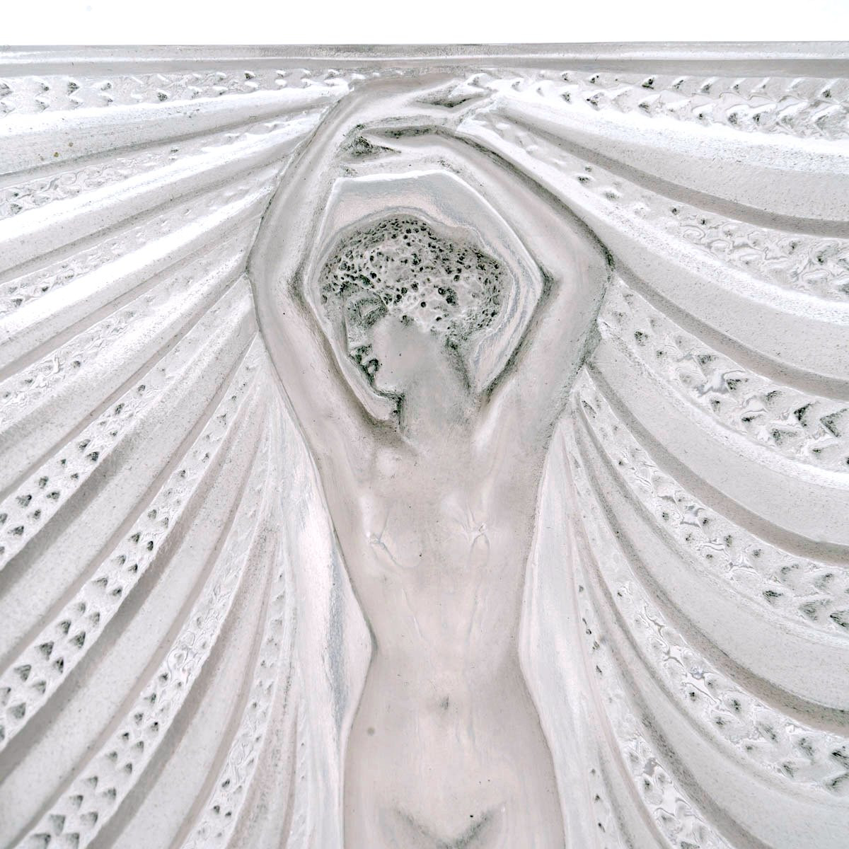 1937 René Lalique - Vase Terpsichore Verre Blanc Patiné Bleu-photo-1