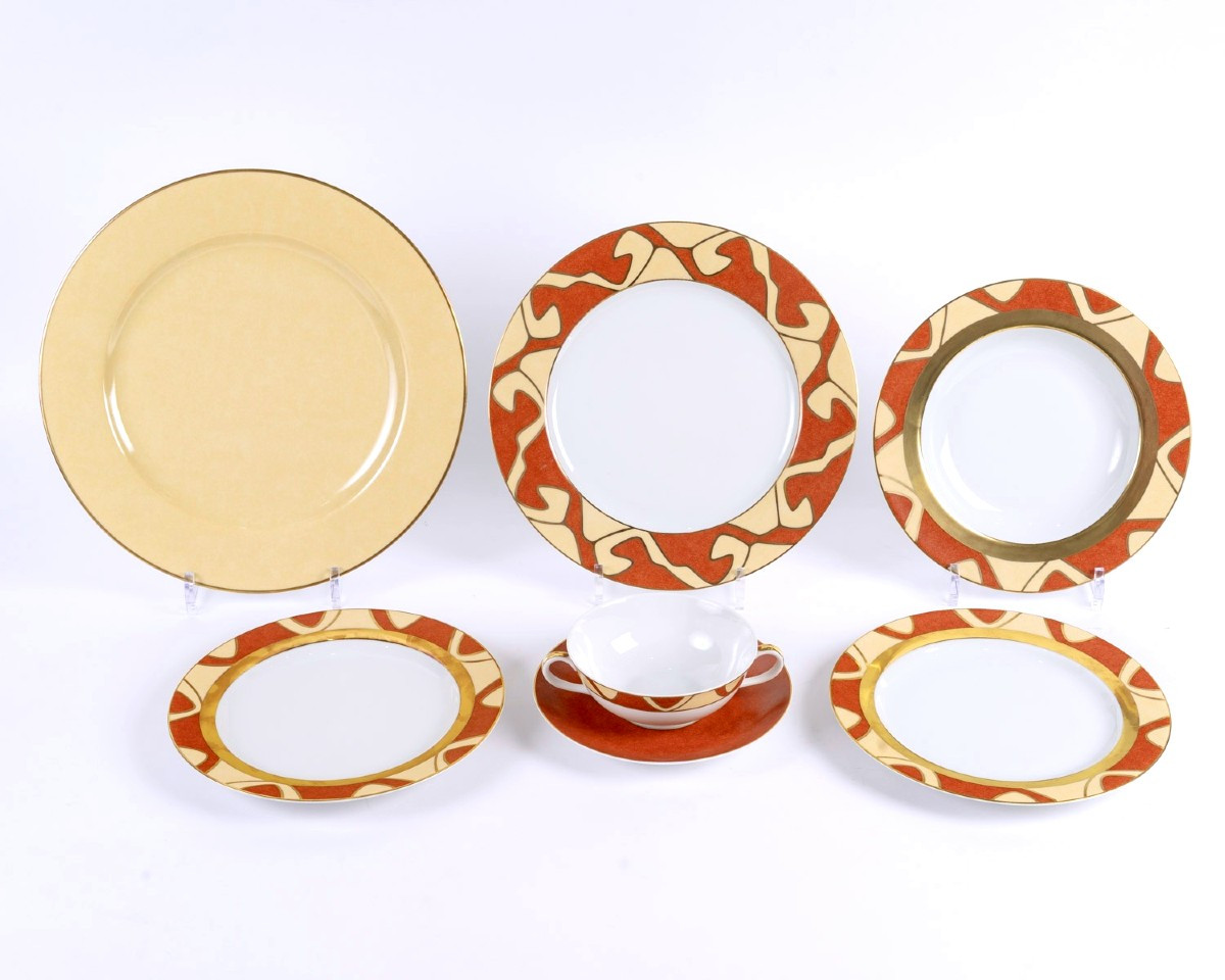 Puiforcat - Limoges Porcelain Tableware Kilim 61 Pieces