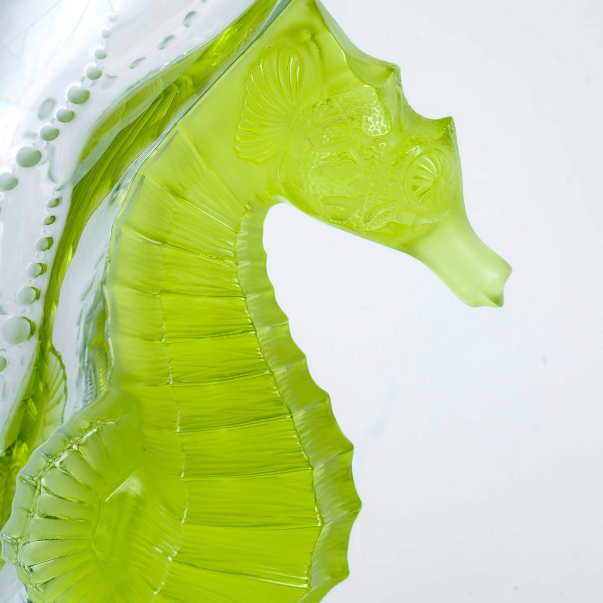 Lalique France - Vase Poséidon Cristal Blanc et Vert Absinthe - NEUF - 92/99-photo-1