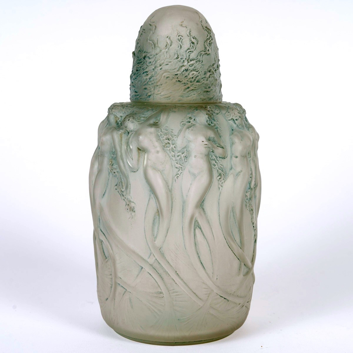 1920 René Lalique - Perfume Burner Sirenes Mermaids Glass With Blue Patina