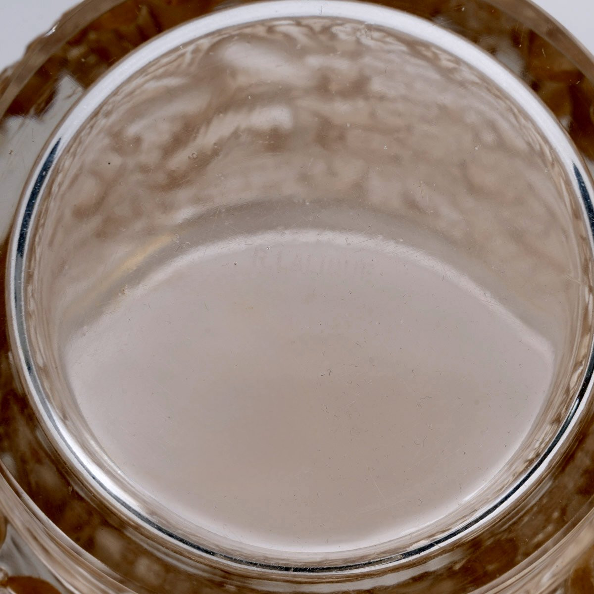 1938 René Lalique - Vase Bacchus Glass With Sepia Patina-photo-3