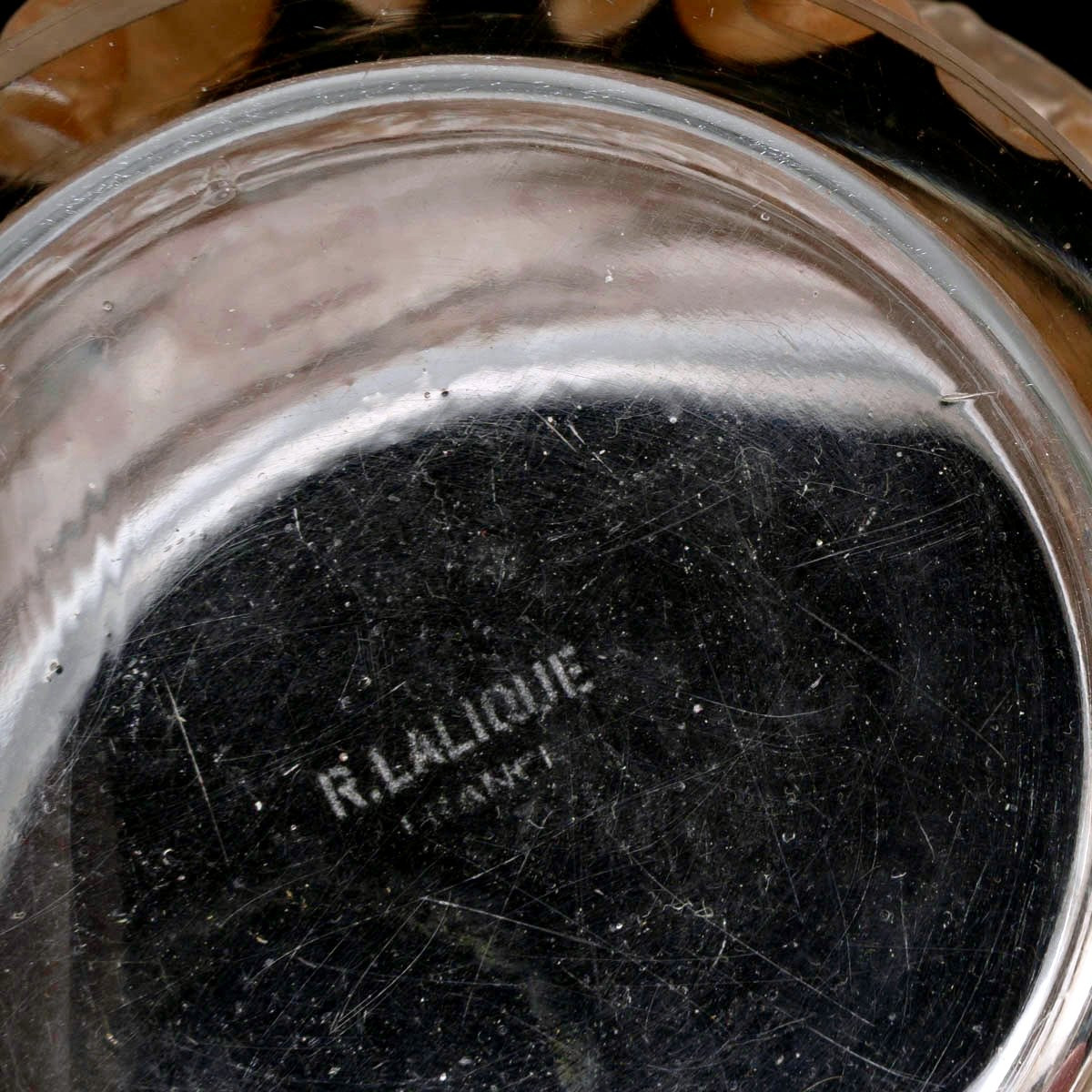 1938 René Lalique - Vase Bacchus Glass With Sepia Patina-photo-4