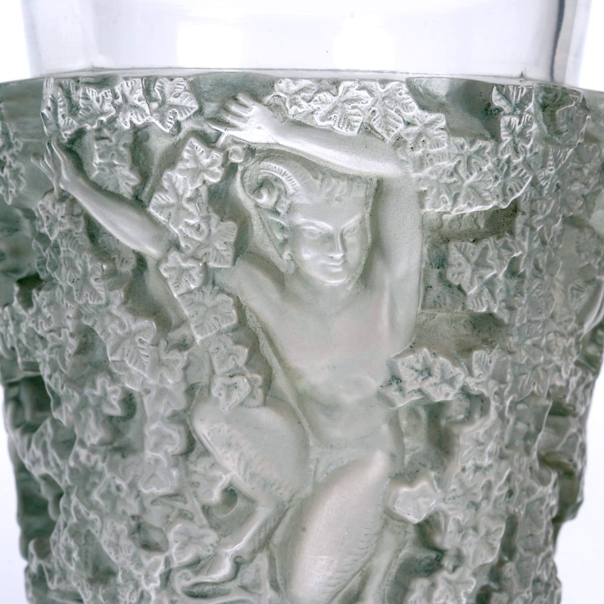 1938 René Lalique - Vase Bacchus Glass With Blue Patina-photo-1