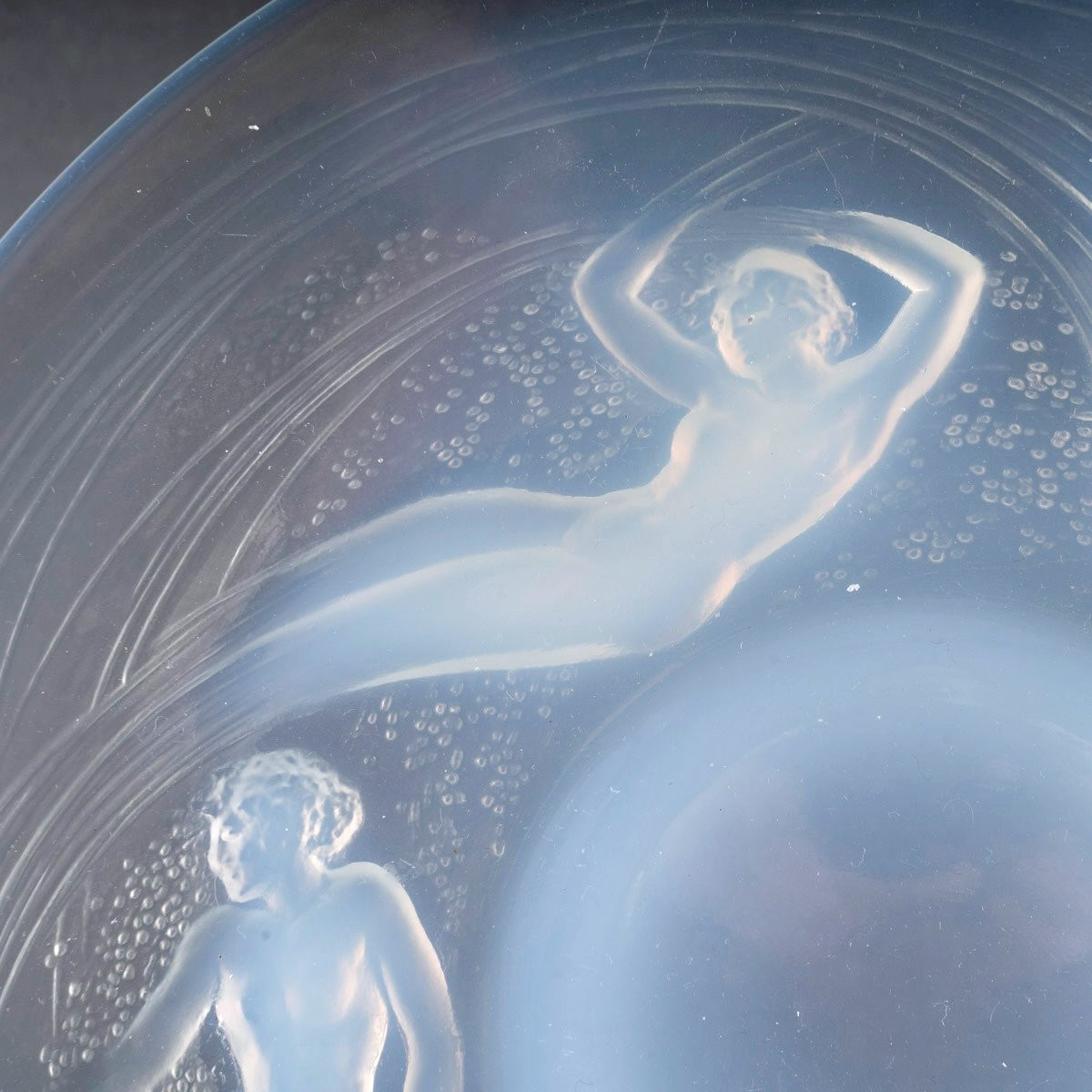 1921 René Lalique - Set Of 6 Plates Ondines Opalescent Glass-photo-1