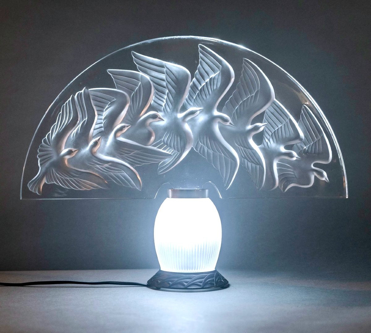 1990 Marie-Claude Lalique - Lampe Hokkaido Cristal -photo-4