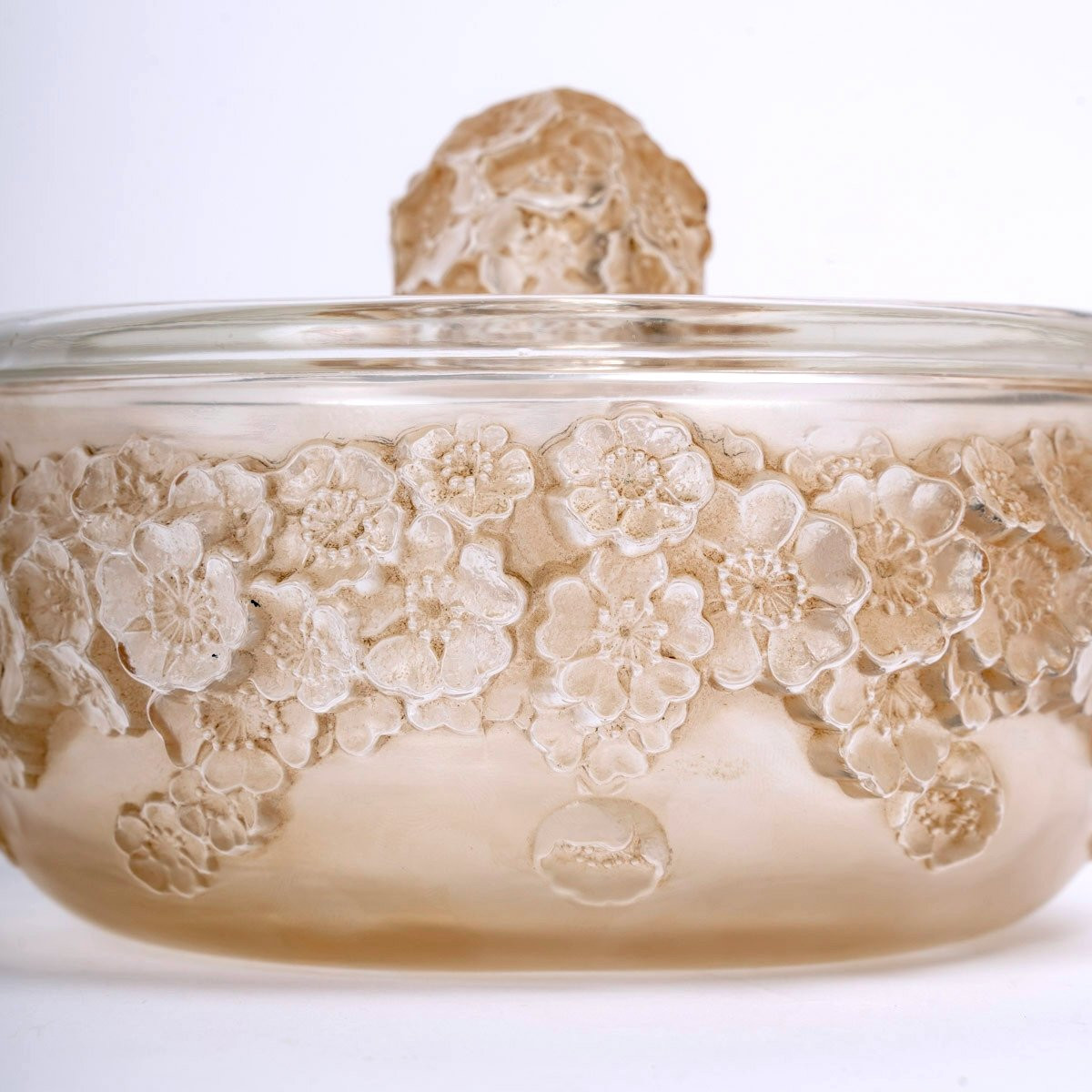 1927 René Lalique - Box Primeveres Glass With Sepia Patina-photo-4