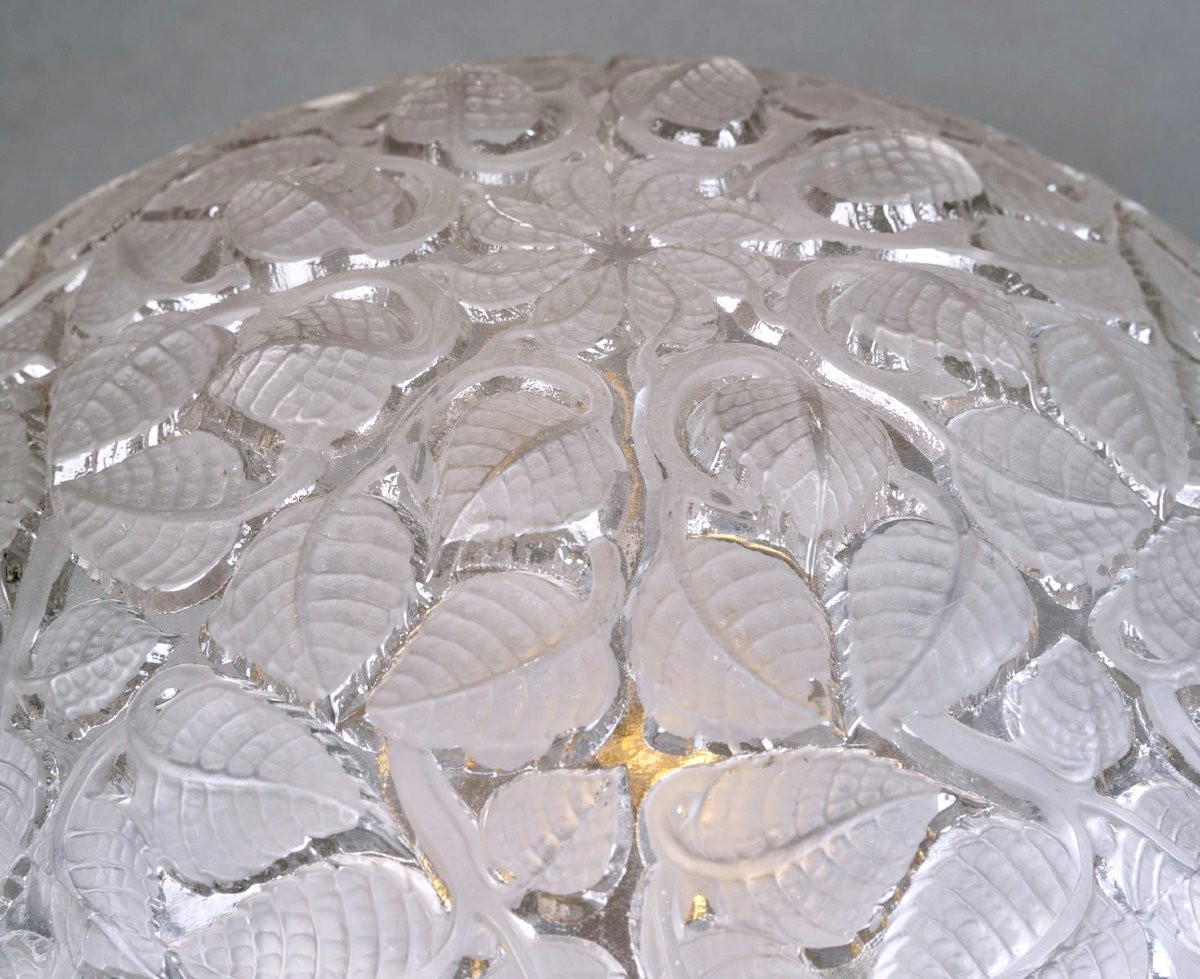 1924 René Lalique - Lampe Charmes Verre Blanc Et Bronze Nickelé-photo-3