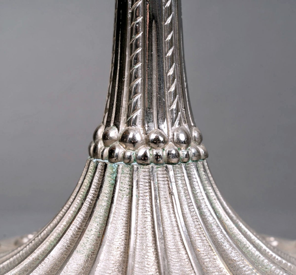 1924 René Lalique - Lampe Charmes Verre Blanc Et Bronze Nickelé-photo-2
