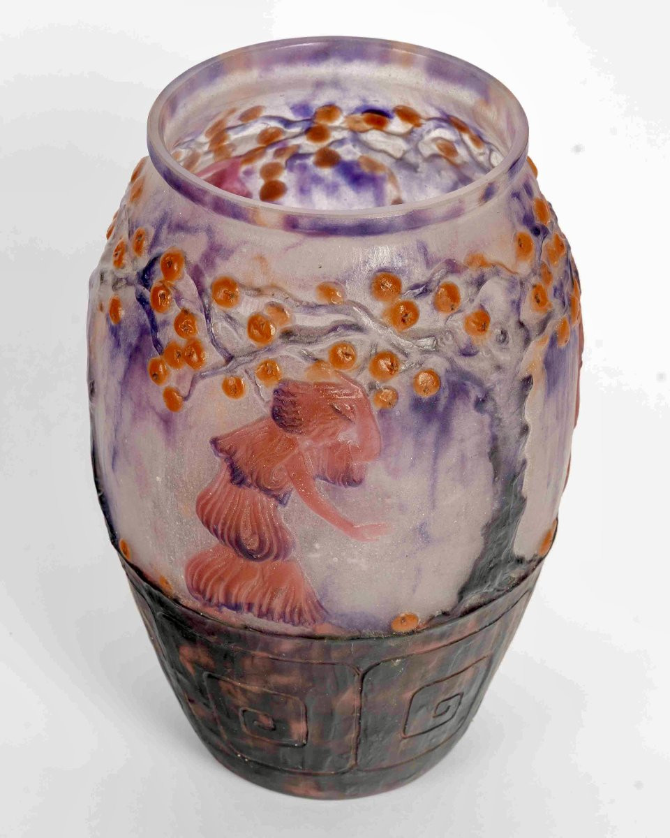 1926 Gabriel Argy Rousseau - Vase Jardin des Hespérides Pâte de Verre-photo-3