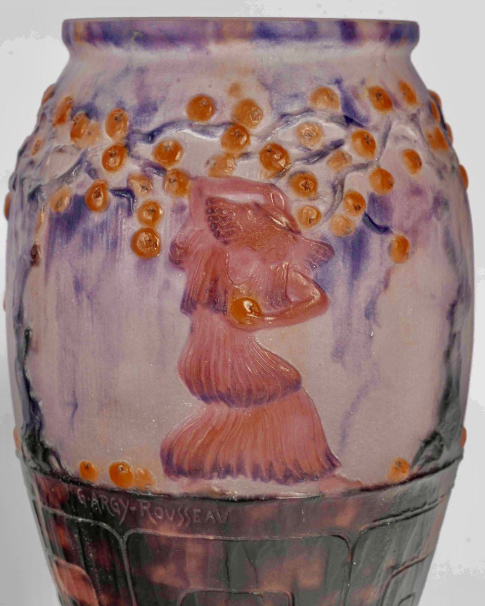 1926 Gabriel Argy Rousseau - Vase Jardin des Hespérides Pâte de Verre-photo-4