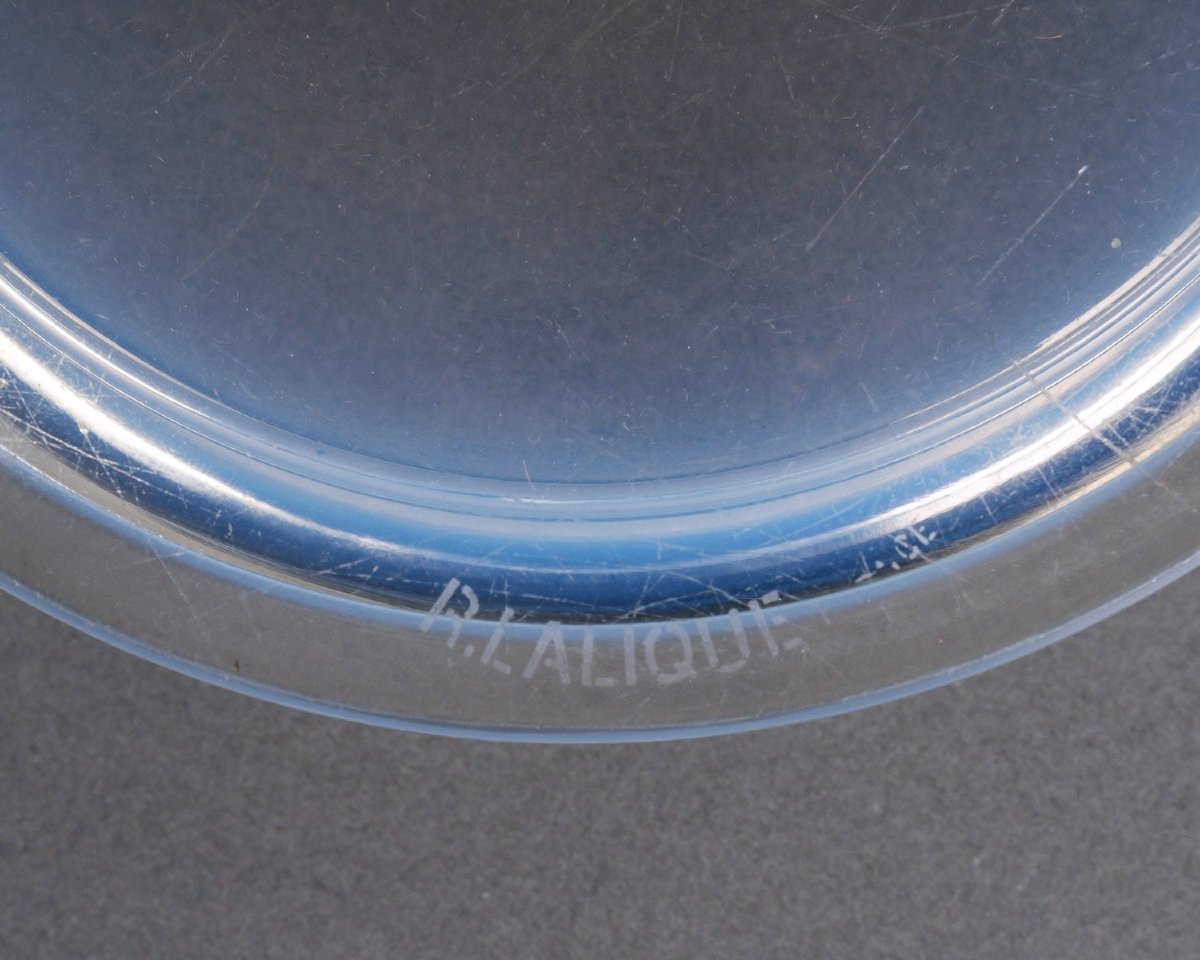1926 René Lalique - Boîte Roger Verre Opalescent Patiné Bleu-photo-4