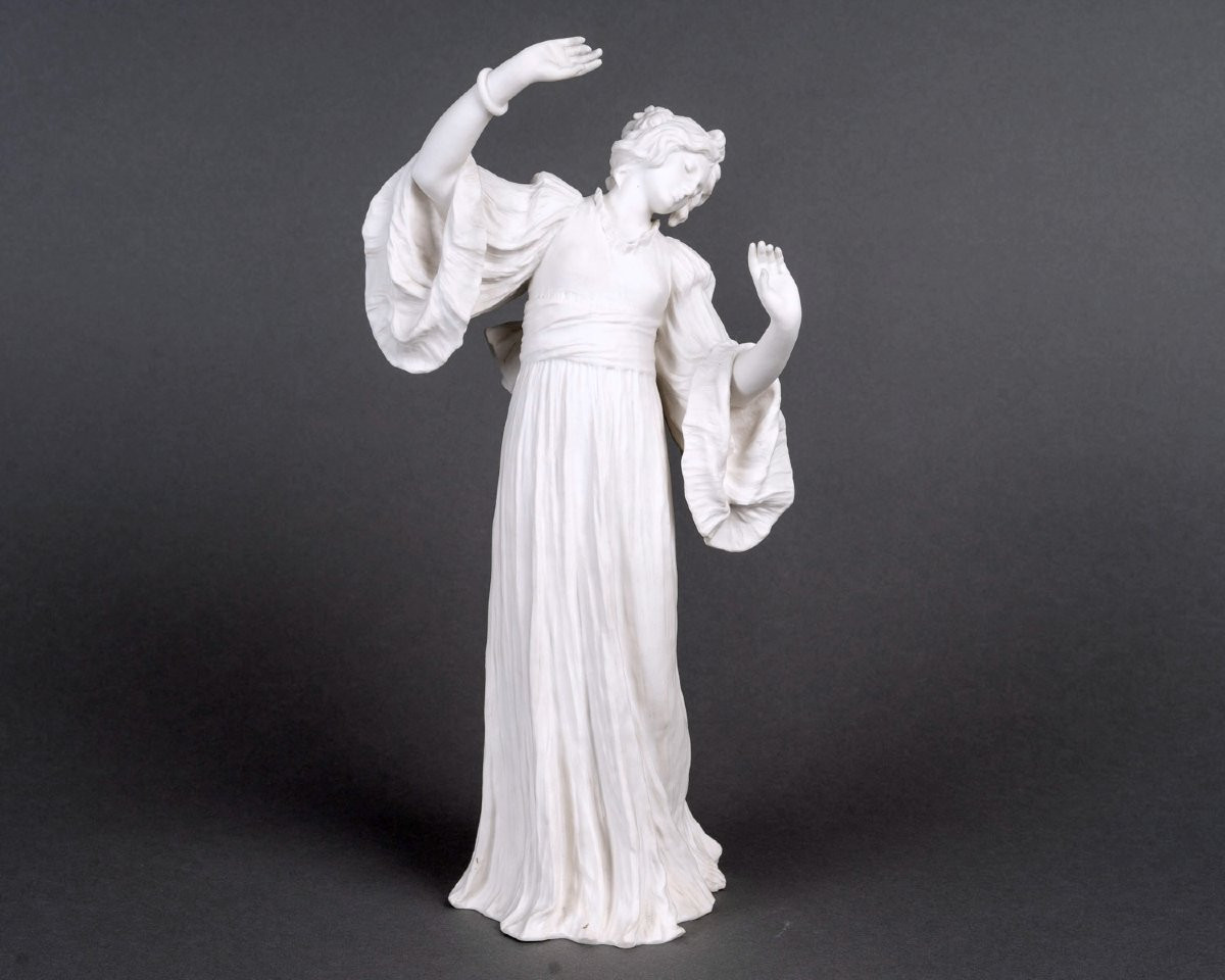 Agathon Léonard et Sèvres - Sculpture Statuette Danseuse avec Bracelet Porcelaine-photo-2