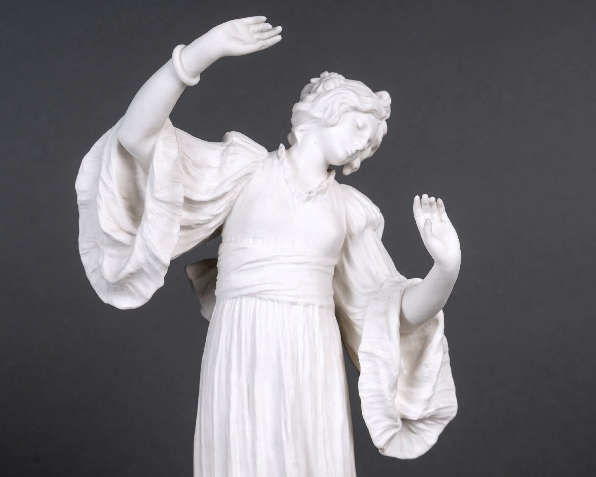 Agathon Léonard et Sèvres - Sculpture Statuette Danseuse avec Bracelet Porcelaine-photo-2