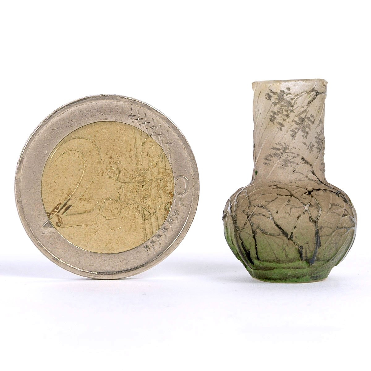Daum Nancy - Miniature Vase Raining Landscape Acid-etched And Enameled Glass-photo-1