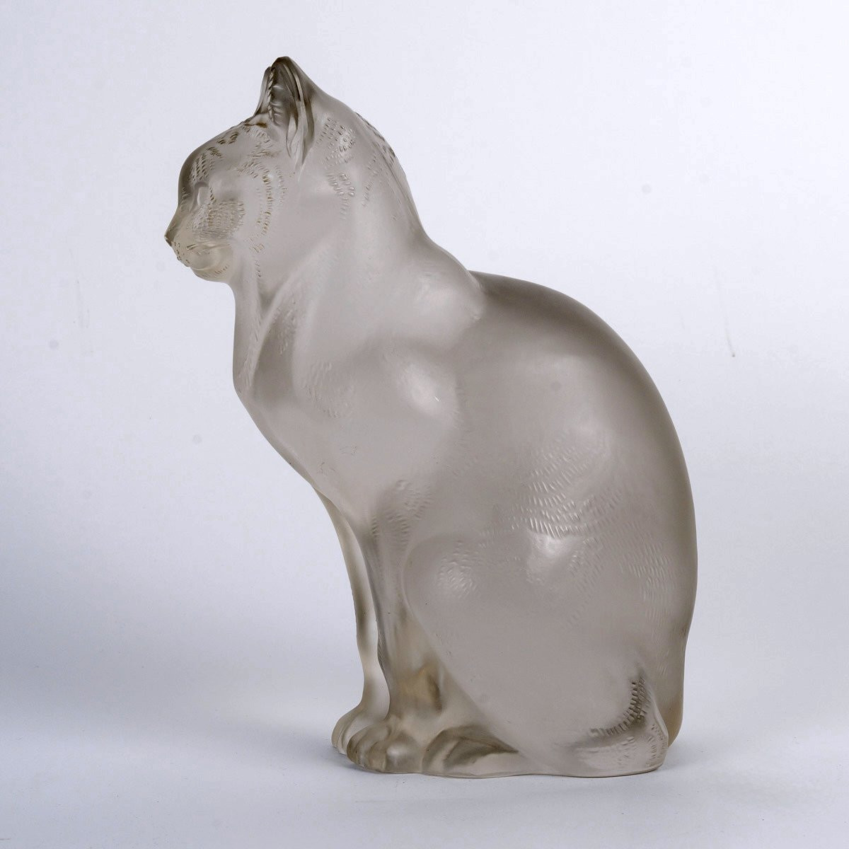 1932 René Lalique - Sculpture Chat Assis Seated Cat Glass-photo-3