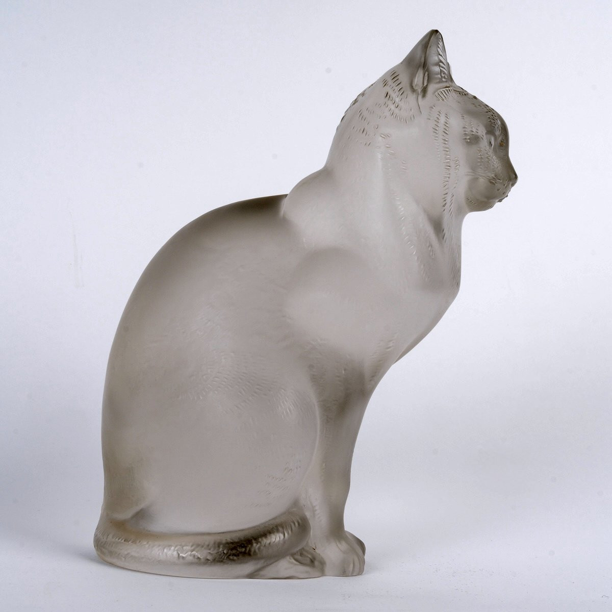 1932 René Lalique - Sculpture Chat Assis Seated Cat Glass-photo-4