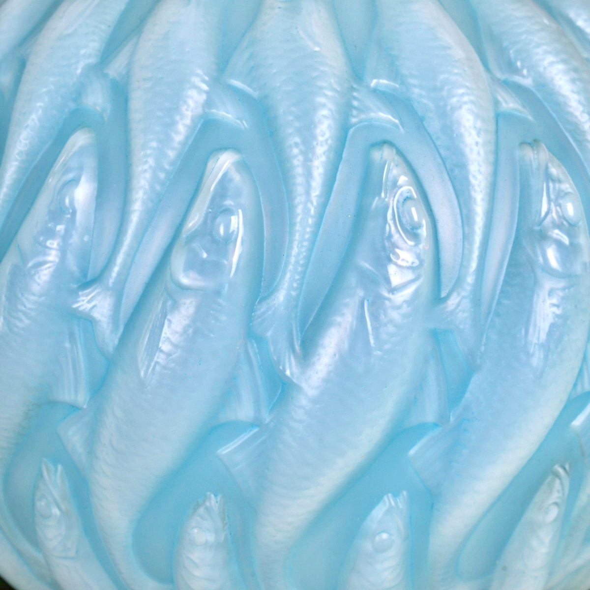 1927 René Lalique - Vase Marisa Cased Opalescent Glass With Blue Patina-photo-4