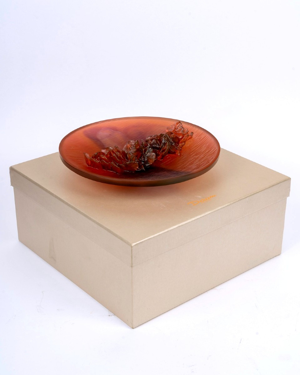 Daum France - Coupe Fleur d'Orchidée Cristal - NEUF EN COFFRET