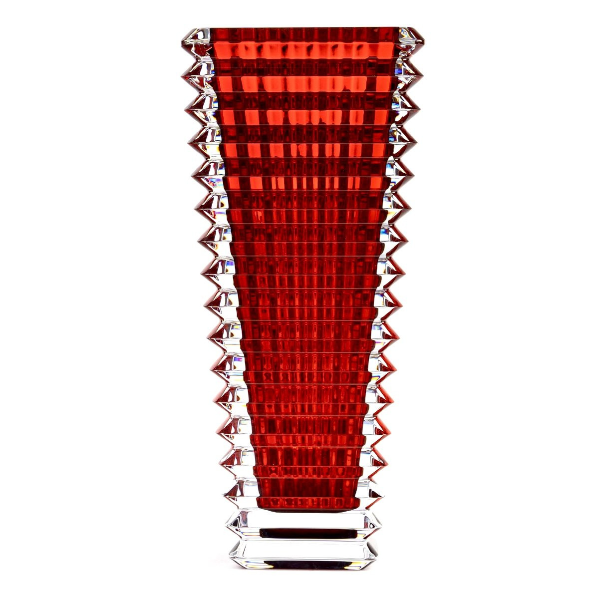 Baccarat - Vase Rectangular Eye L Red Crystal -photo-3