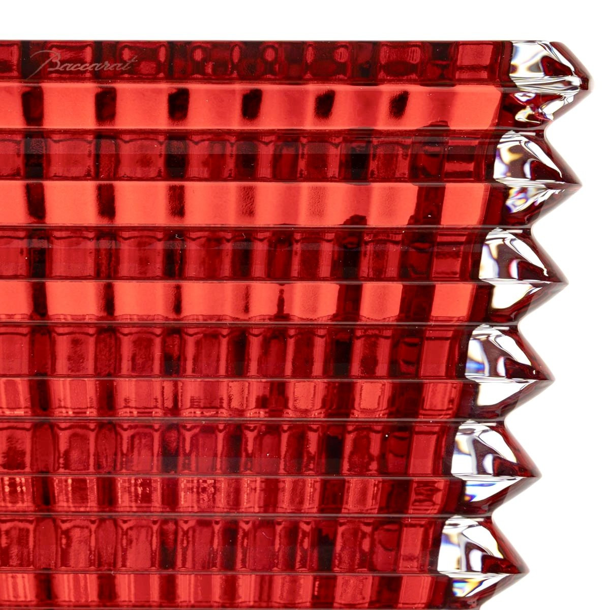 Baccarat - Vase Rectangular Eye L Red Crystal -photo-4