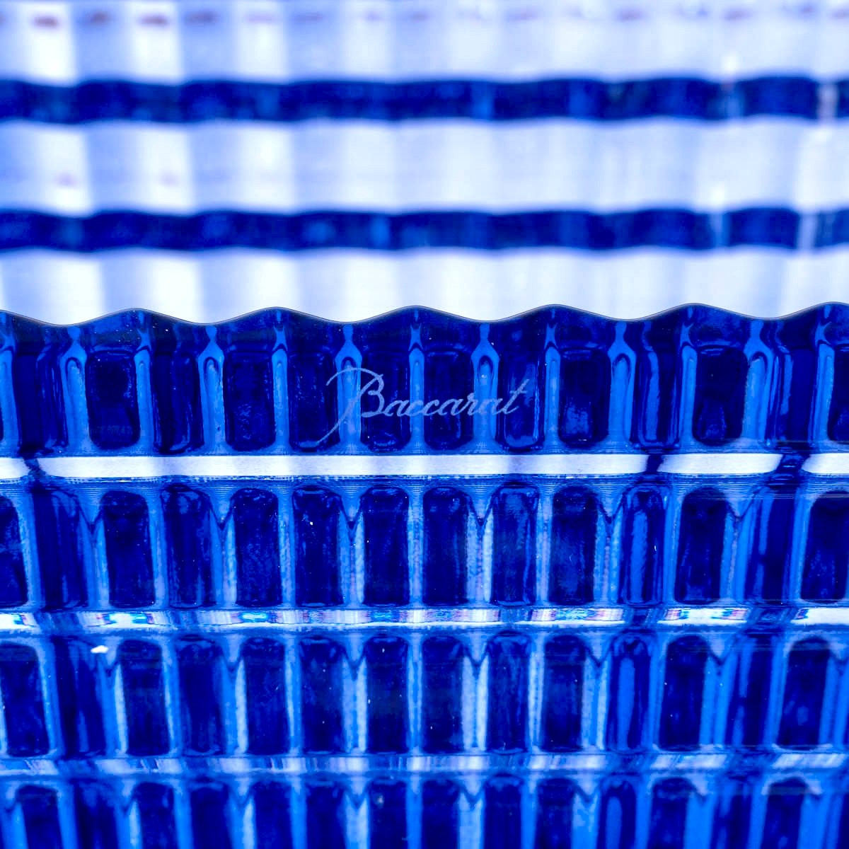 Baccarat - Vase Eye Rectangulaire L Cristal Bleu-photo-4