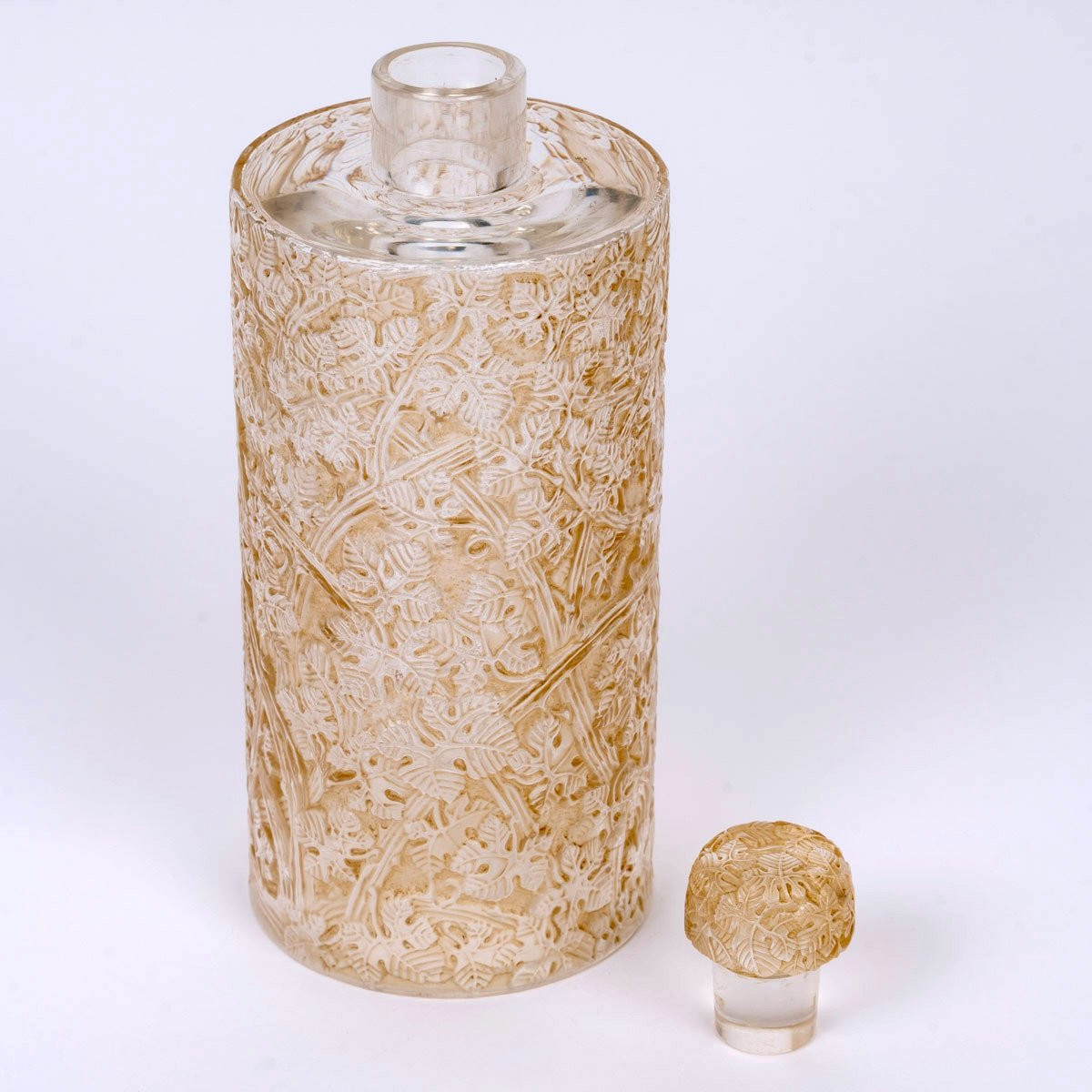 1931 René Lalique - Decanter Vigne Glass With Sepia Patina-photo-3