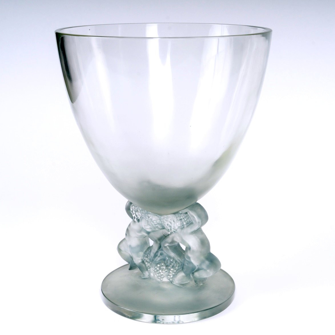1931 René Lalique - Vase Enfants Glass With Blue Patina-photo-2