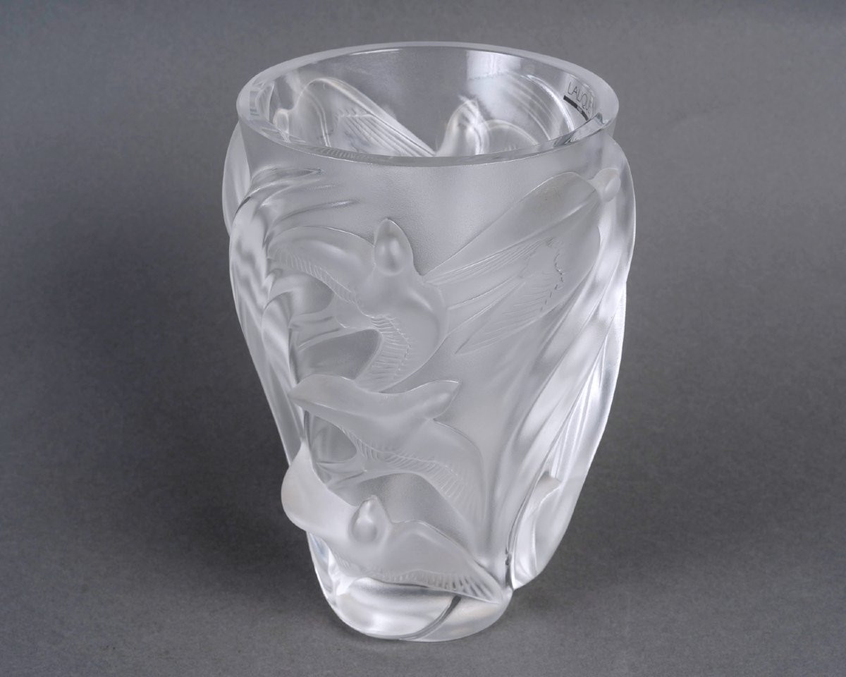 1982 Marie Claude Lalique - Vase Martinet Crystal - New-photo-3