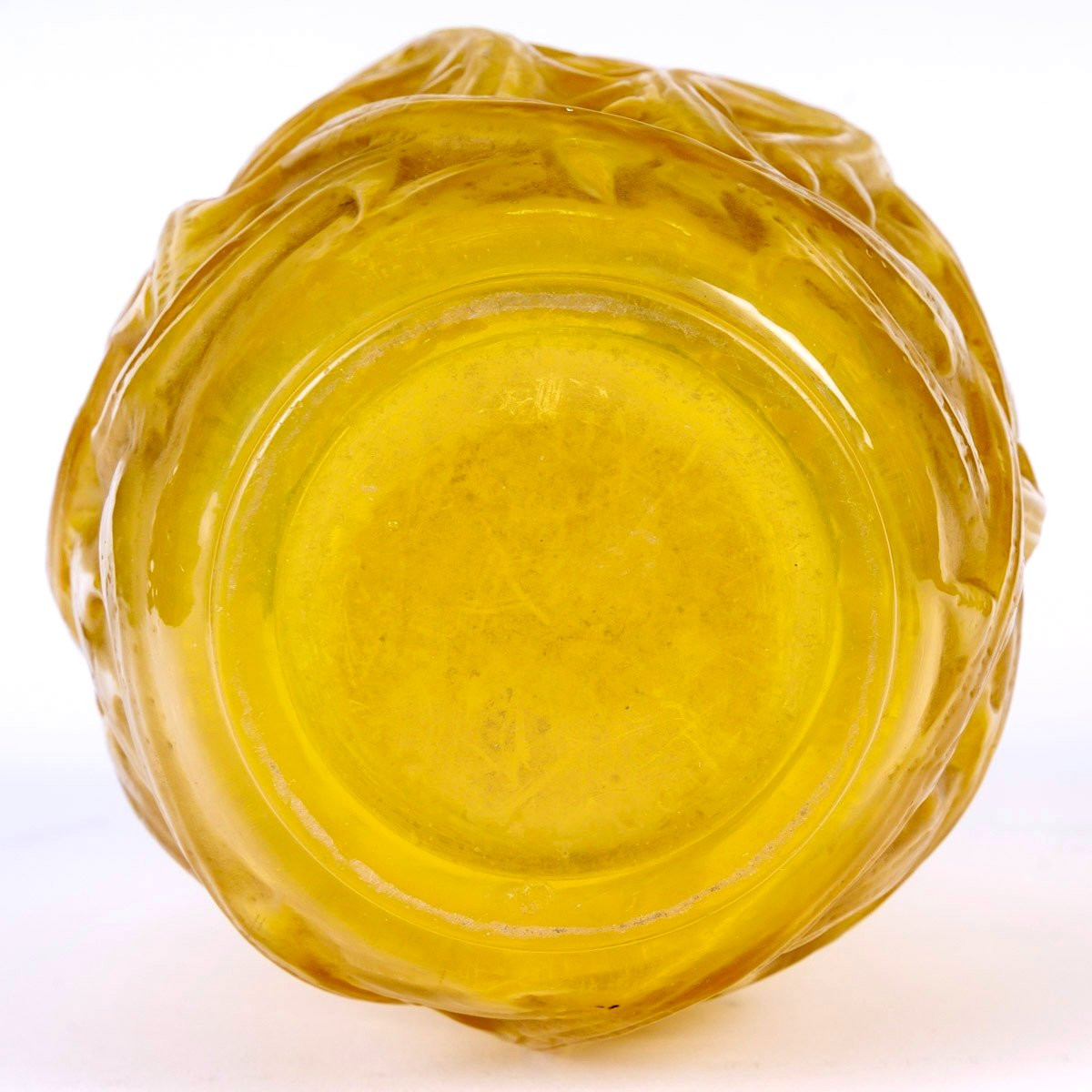 1921 René Lalique - Vase Ronces Cased Yellow Opalescent Glass -photo-3