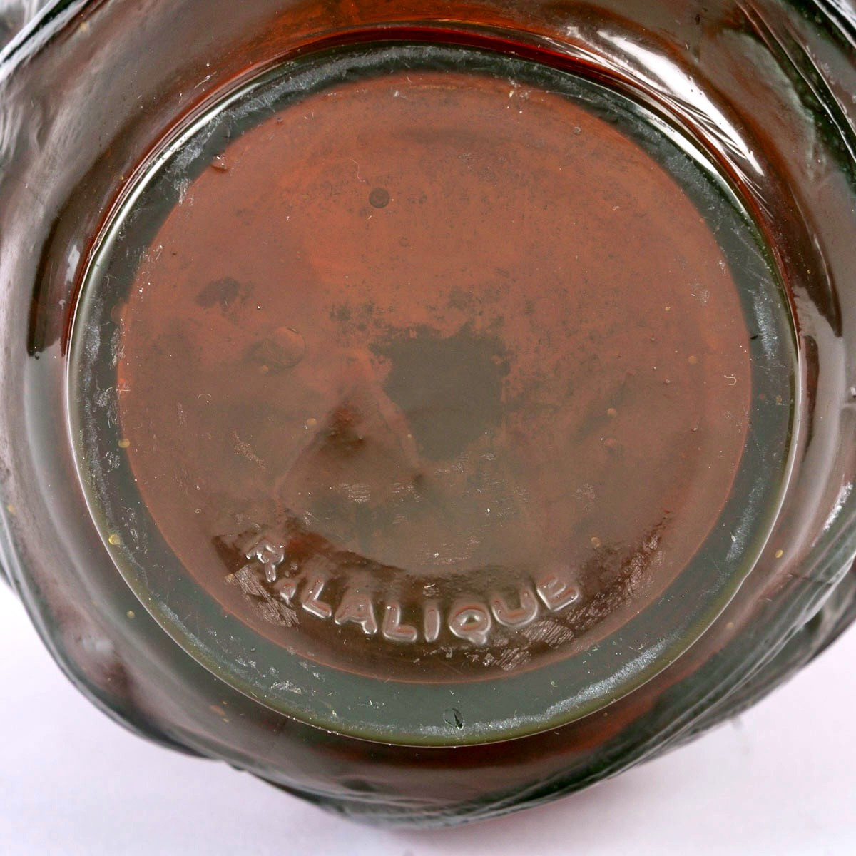 1921 René Lalique - Vase Ronces Verre Rouge Ambré-photo-1