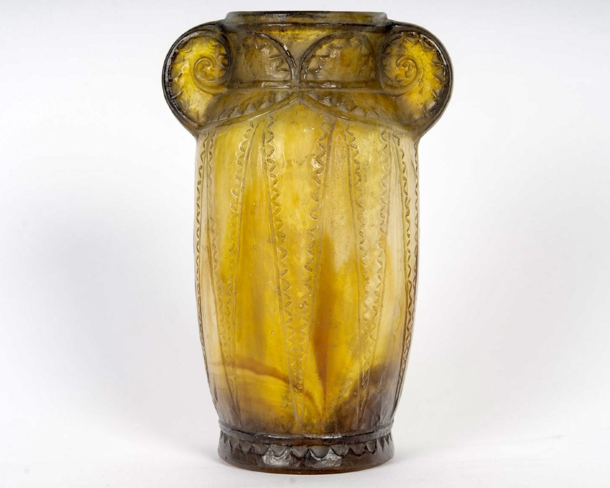 1924 Gabriel Argy Rousseau - Vase Thèbes Pâte De Verre-photo-2