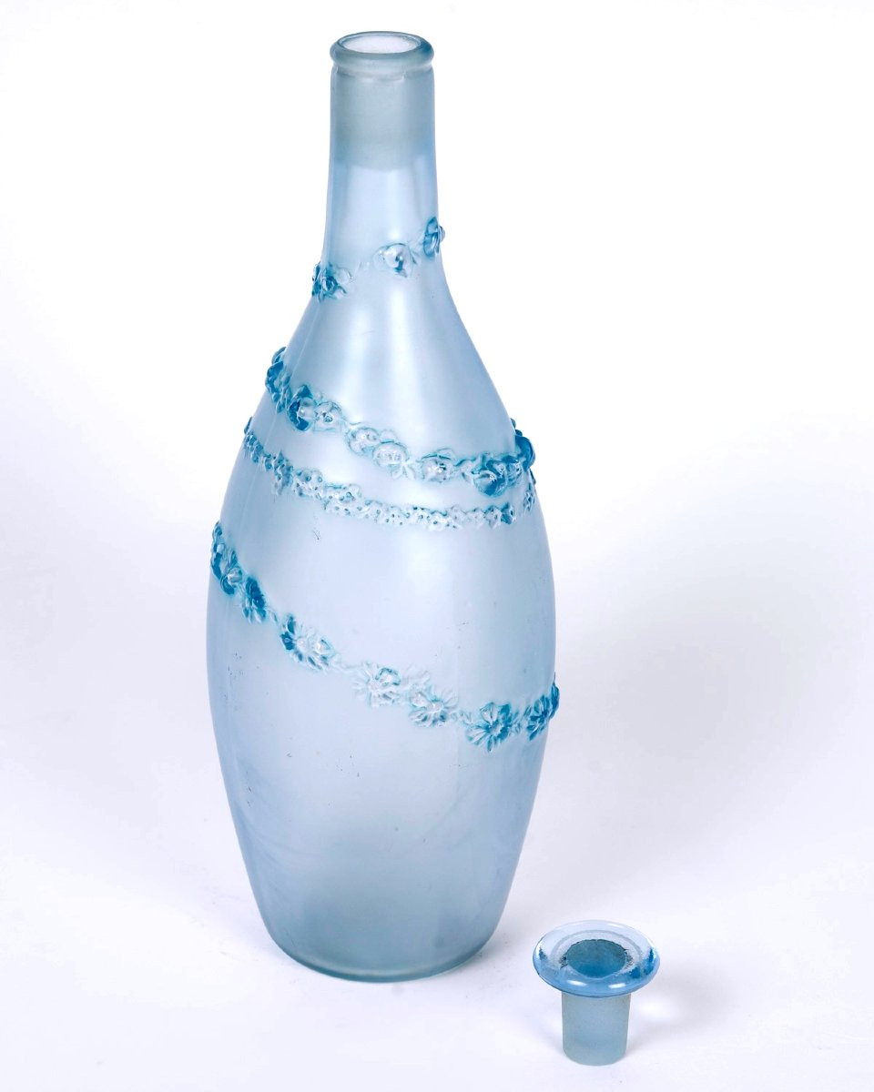 1912 René Lalique - Flacon La Rose Jacqueminot Verre Bleu pour Coty-photo-3