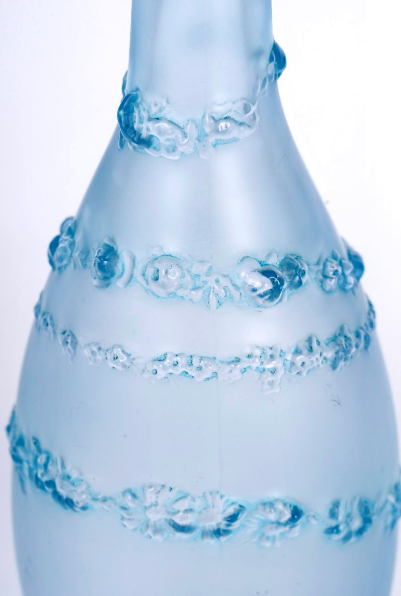1912 René Lalique - Flacon La Rose Jacqueminot Verre Bleu pour Coty-photo-4