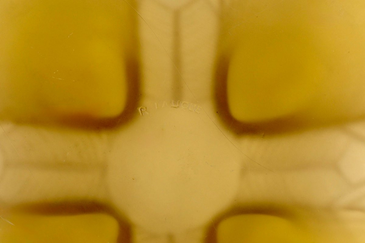 1924 René Lalique - Lamp Coquilles Shell Yellow Amber Glass-photo-5