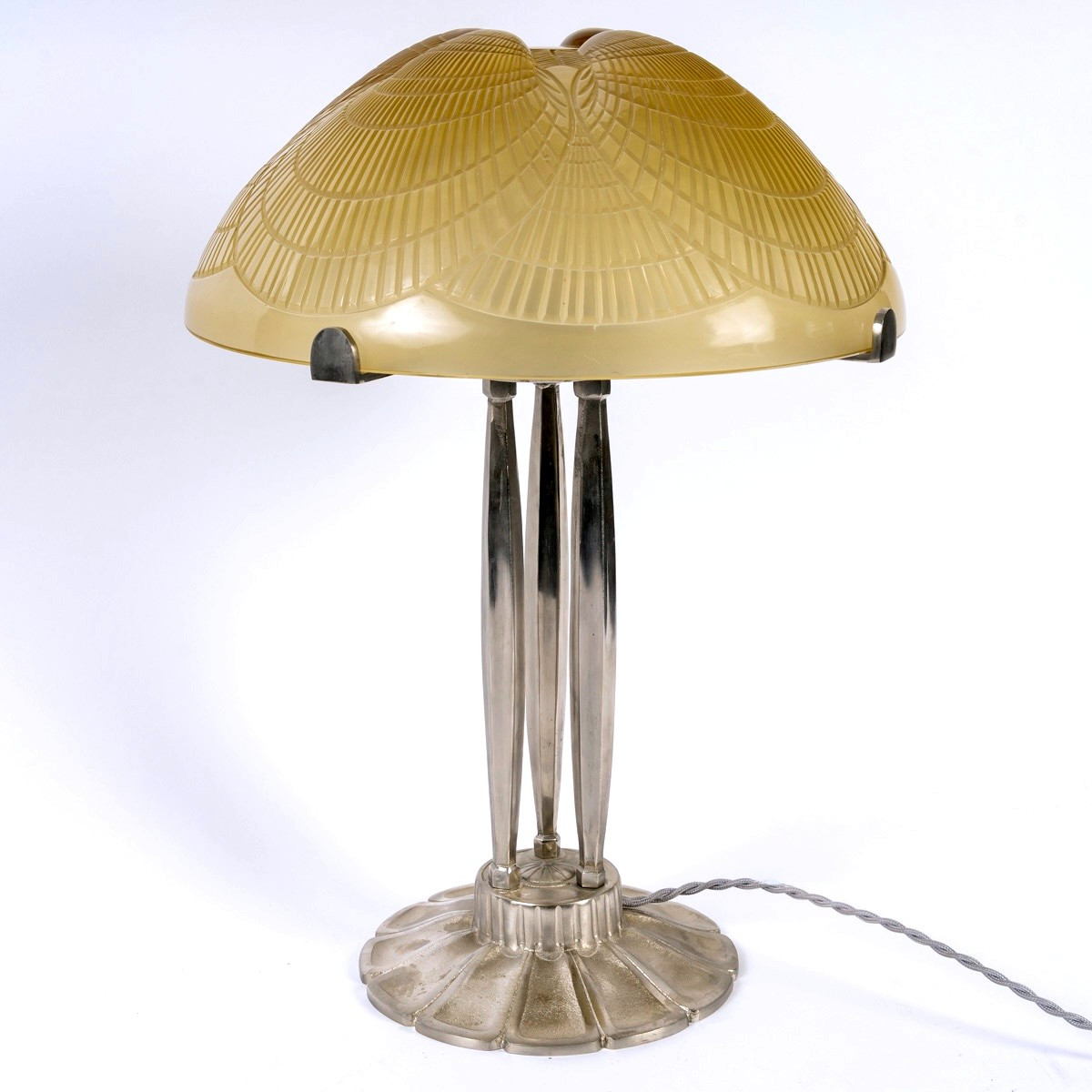 1924 René Lalique - Lamp Coquilles Shell Yellow Amber Glass