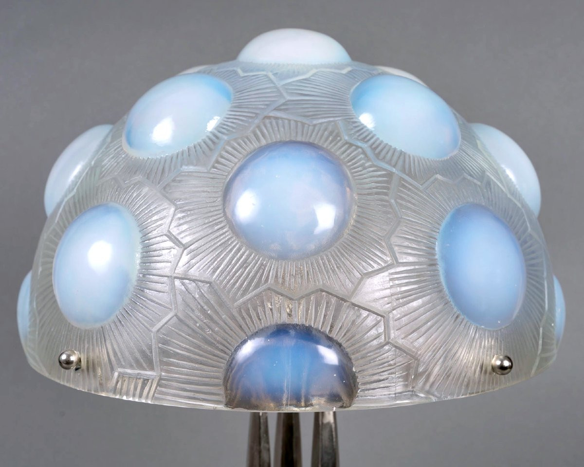 1926 René Lalique - Paire de Lampes Soleil Verre Opalescent-photo-4