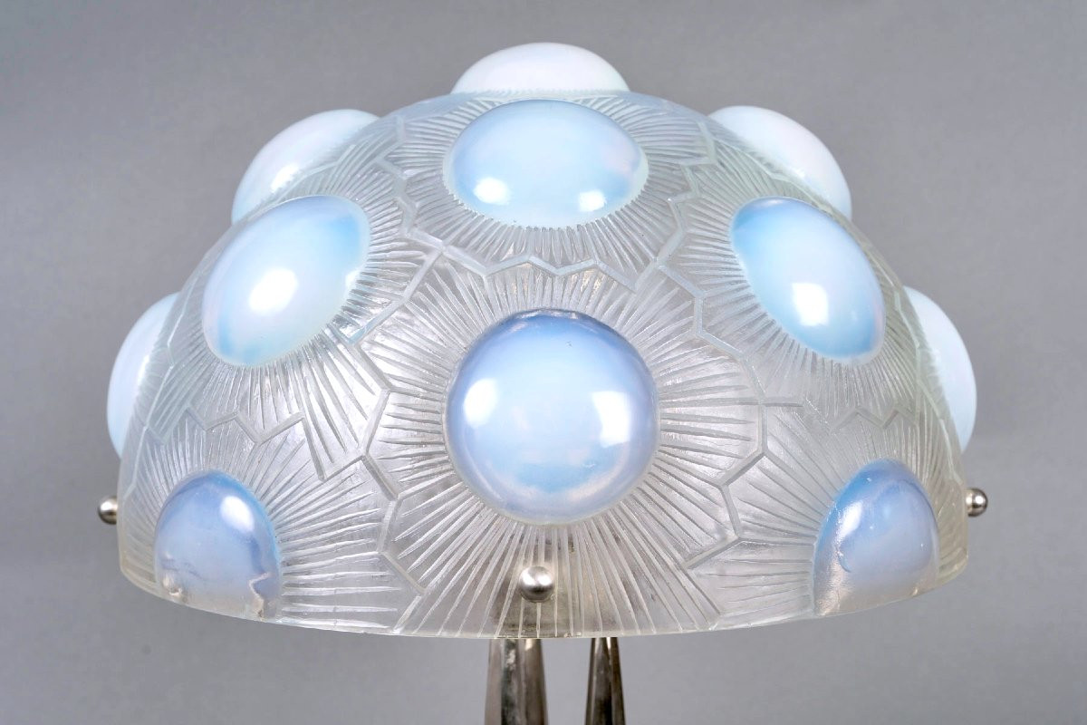 1926 René Lalique - Paire de Lampes Soleil Verre Opalescent-photo-1