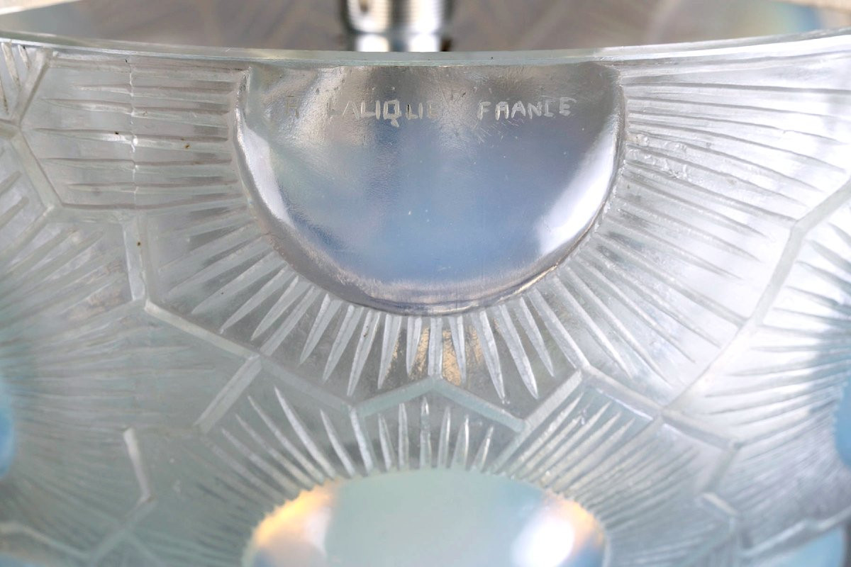 1926 René Lalique - Paire de Lampes Soleil Verre Opalescent-photo-3