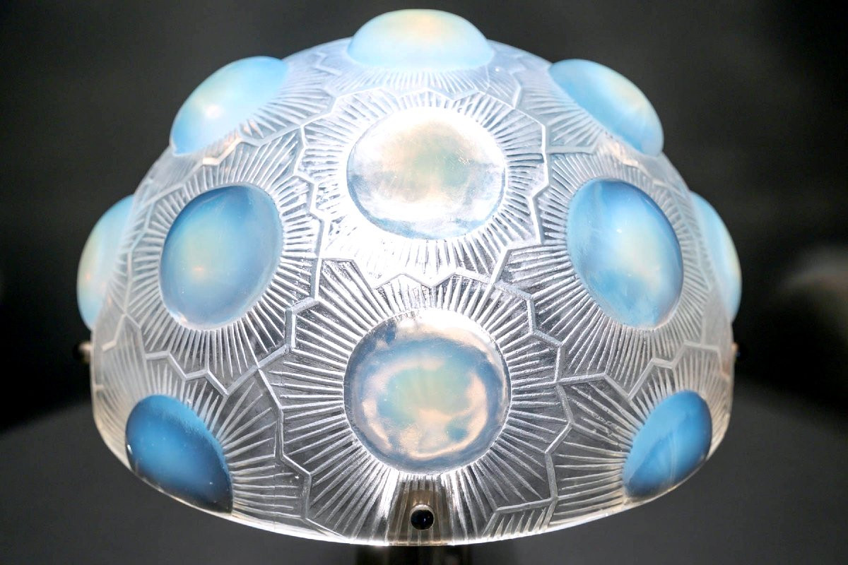 1926 René Lalique - Paire de Lampes Soleil Verre Opalescent-photo-4