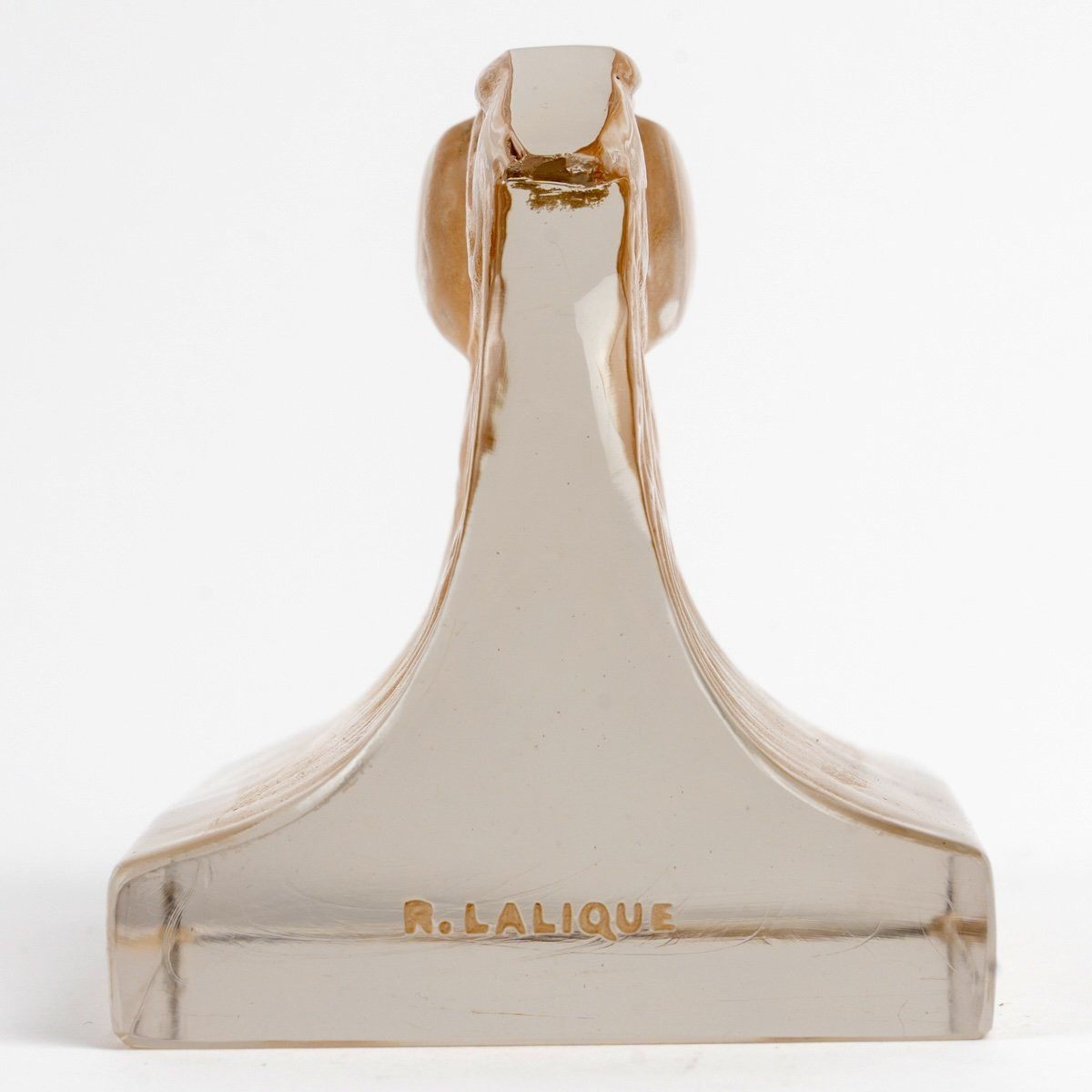 1914 René Lalique - Paperweight Deux Aigles Two Eagles Glass With Sepia Patina-photo-2