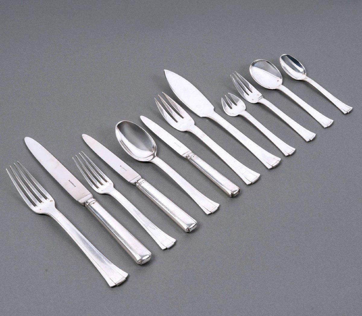 Jean E. Puiforcat - Art Deco Cutlery Flatware Set Dinard Papyrus Sterling Silver - 166 Pieces