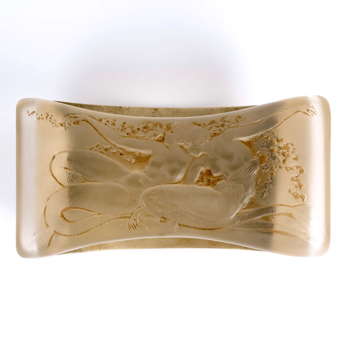 1920 René Lalique - Buvard Deux Sirènes Entrelacées Verre Blanc Patiné Sépia-photo-4