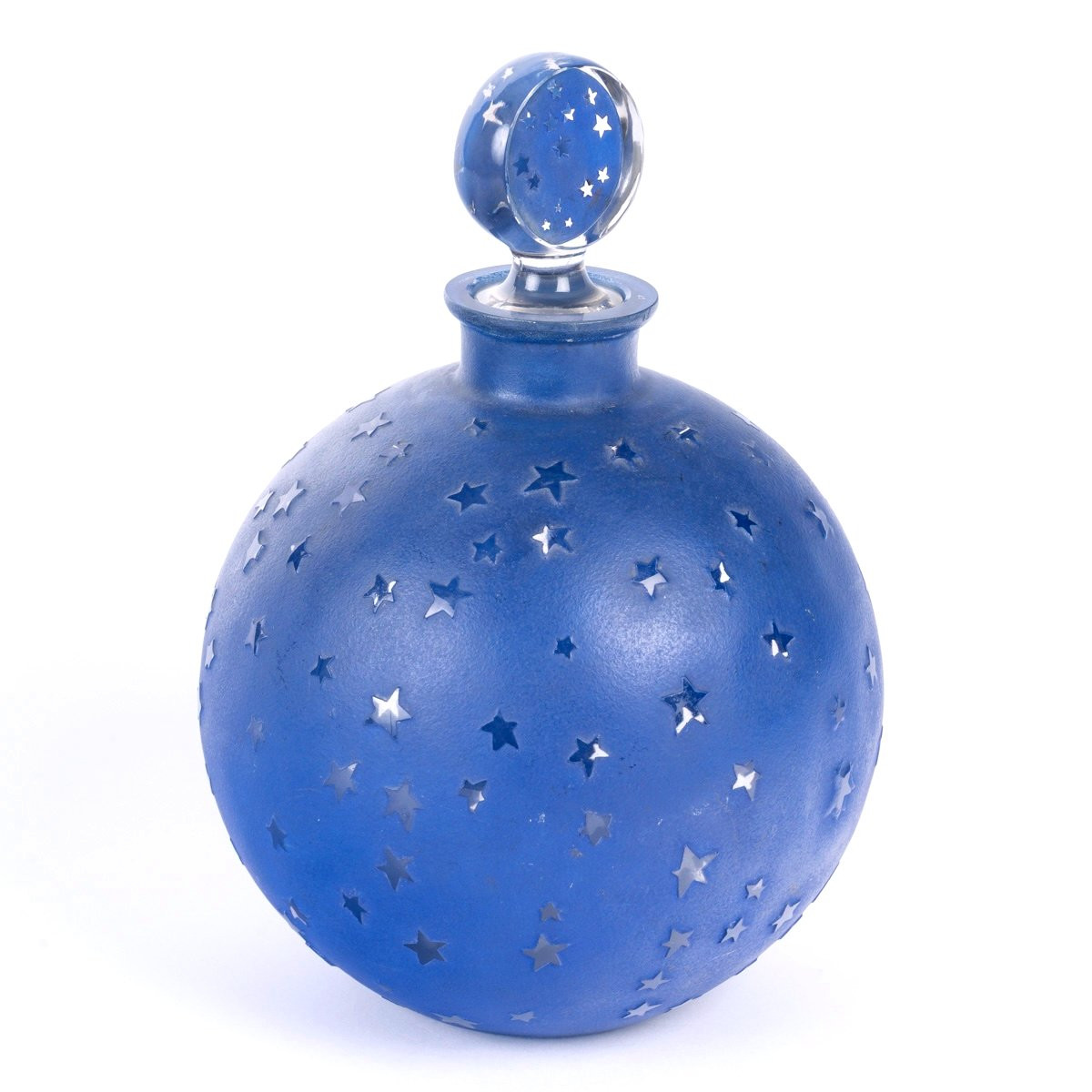 1924 René Lalique - Giant Perfume Bottle Dans La Nuit Glass With Blue Patina For Worth-photo-2