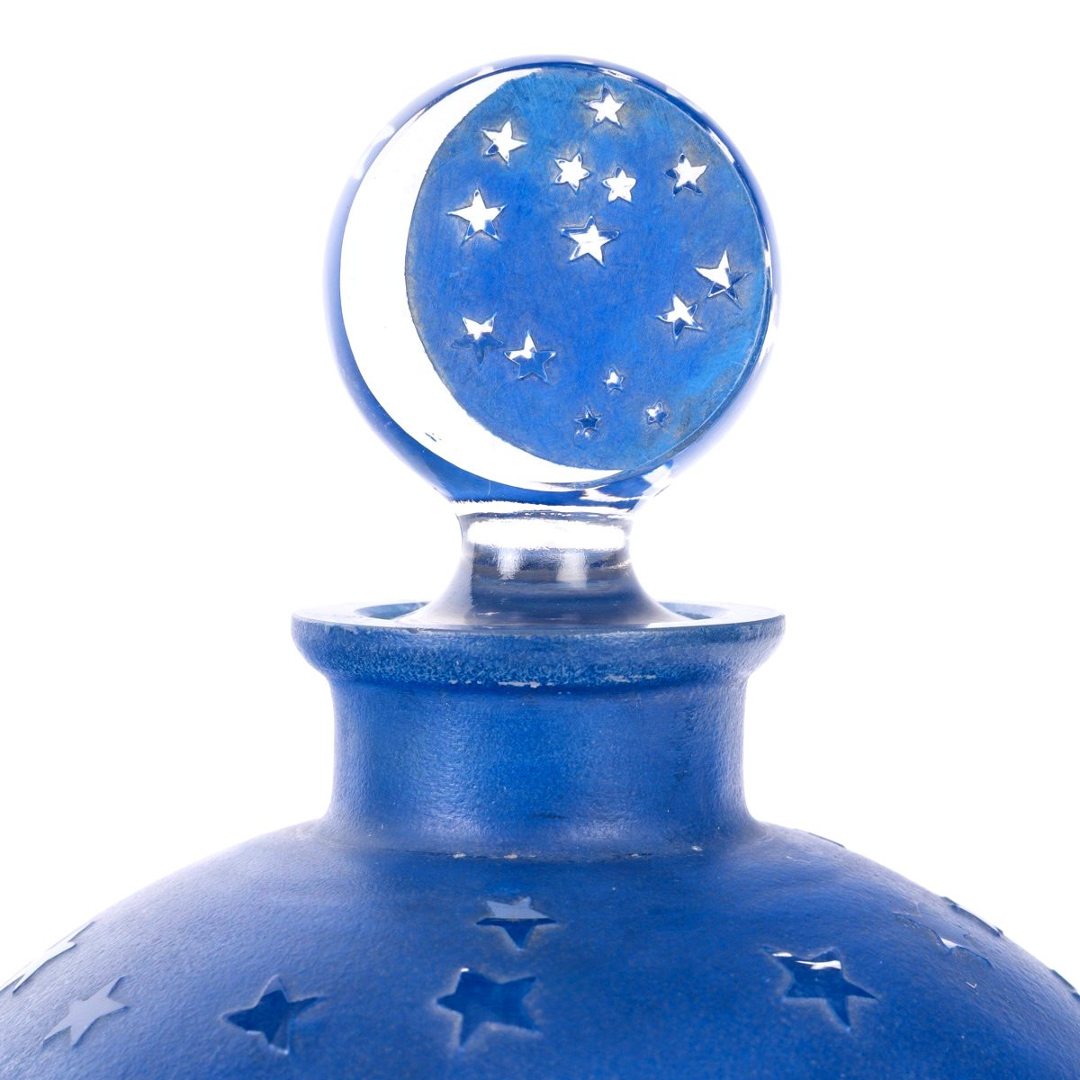 1924 René Lalique - Giant Perfume Bottle Dans La Nuit Glass With Blue Patina For Worth-photo-4