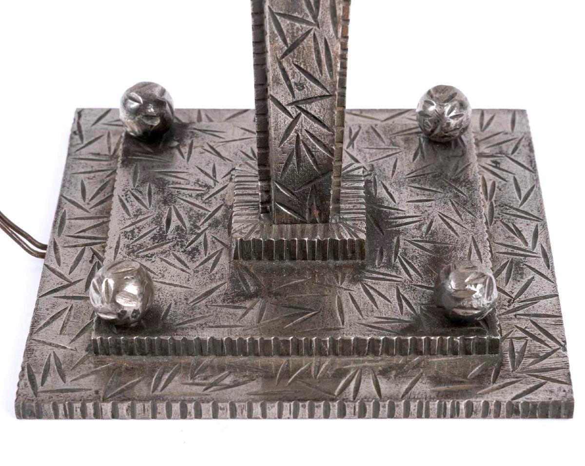 1928 René Lalique - Lamp Grand Depot Glass And Wrought Iron Base-photo-2