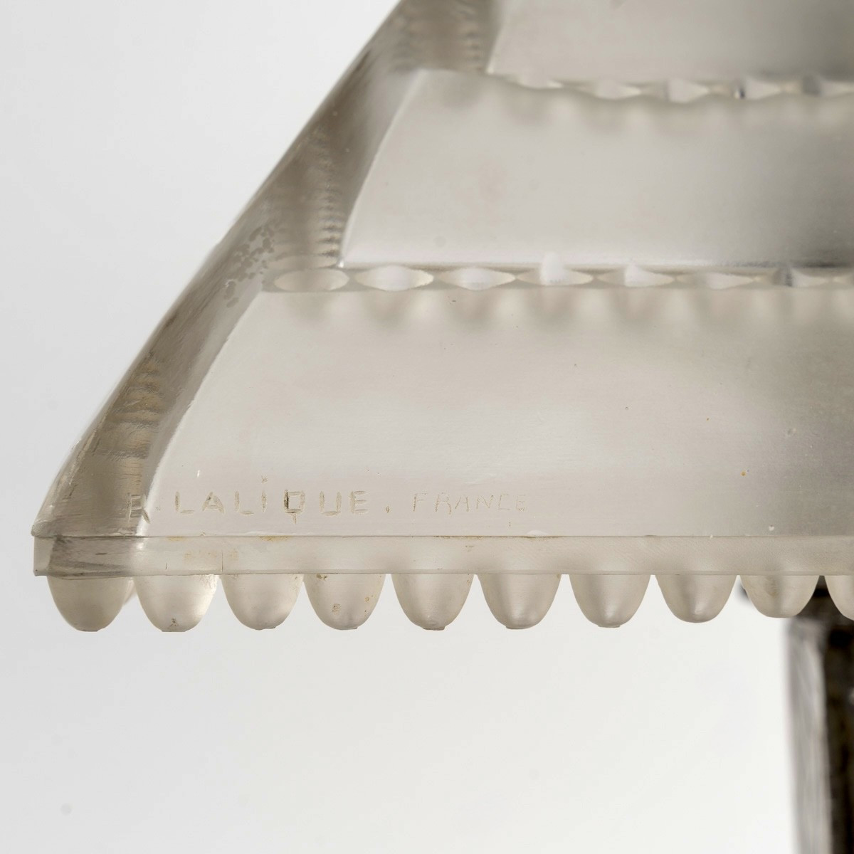 1928 René Lalique - Lamp Grand Depot Glass And Wrought Iron Base-photo-4