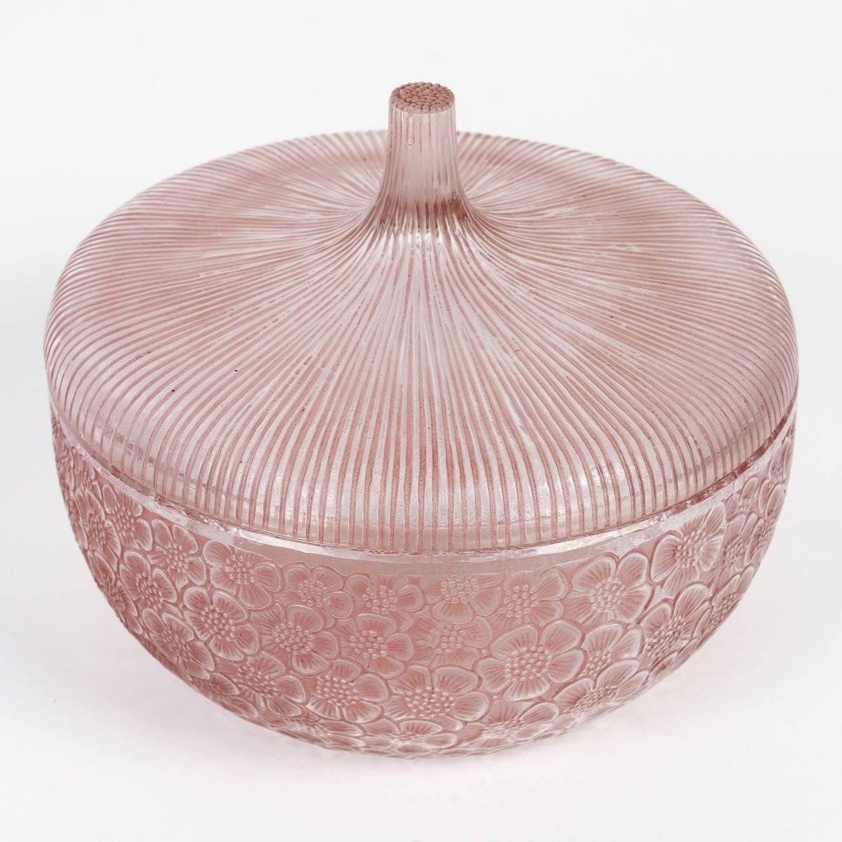 1926 René Lalique - Box Eglantines Glass With Pink Patina-photo-2