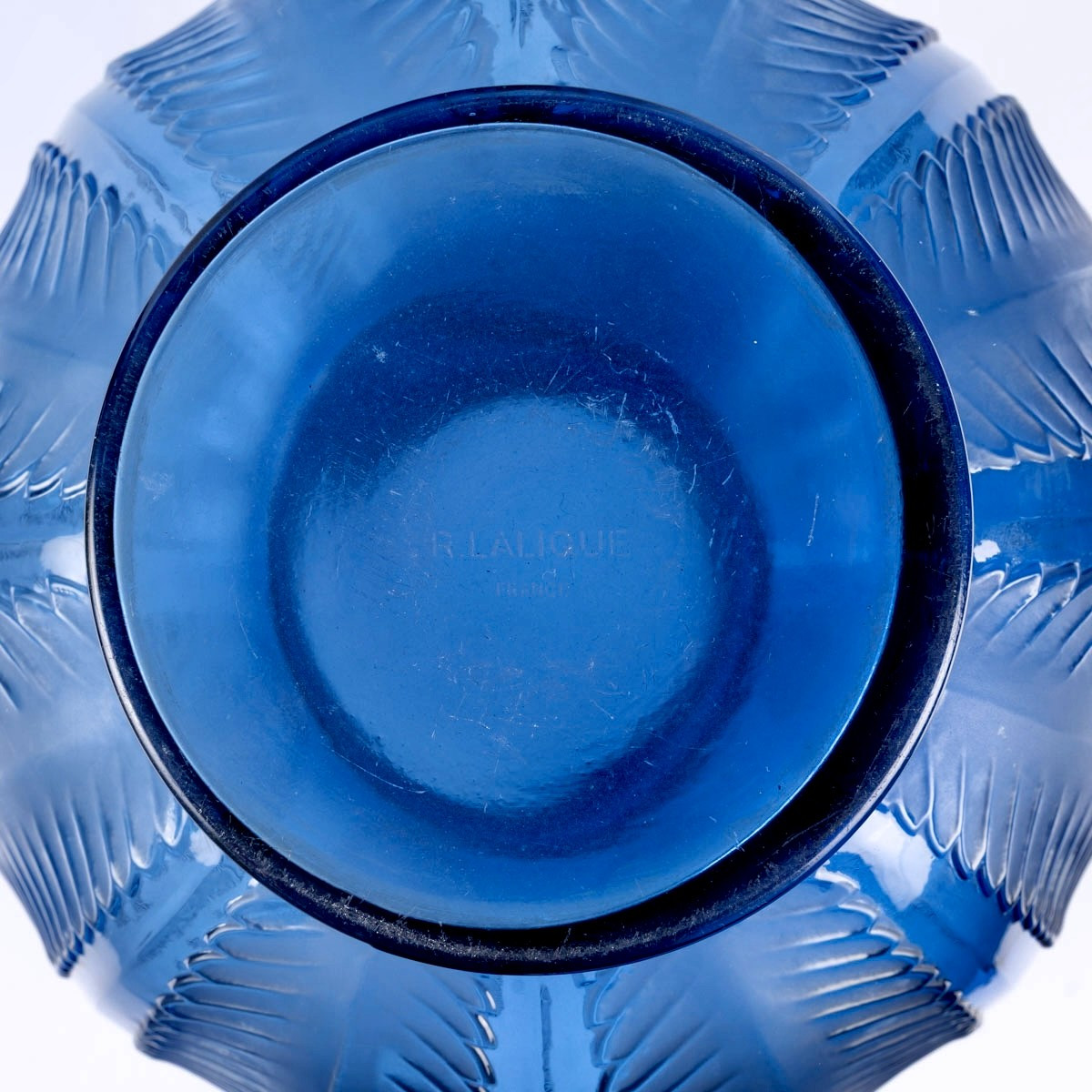 1932 René Lalique - Vase Biskra Navy Blue Glass -photo-1