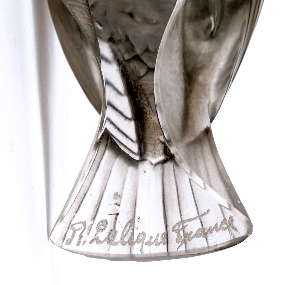 1929 René Lalique - Paperweight Moineau Fier Glass With Grey Patina-photo-1