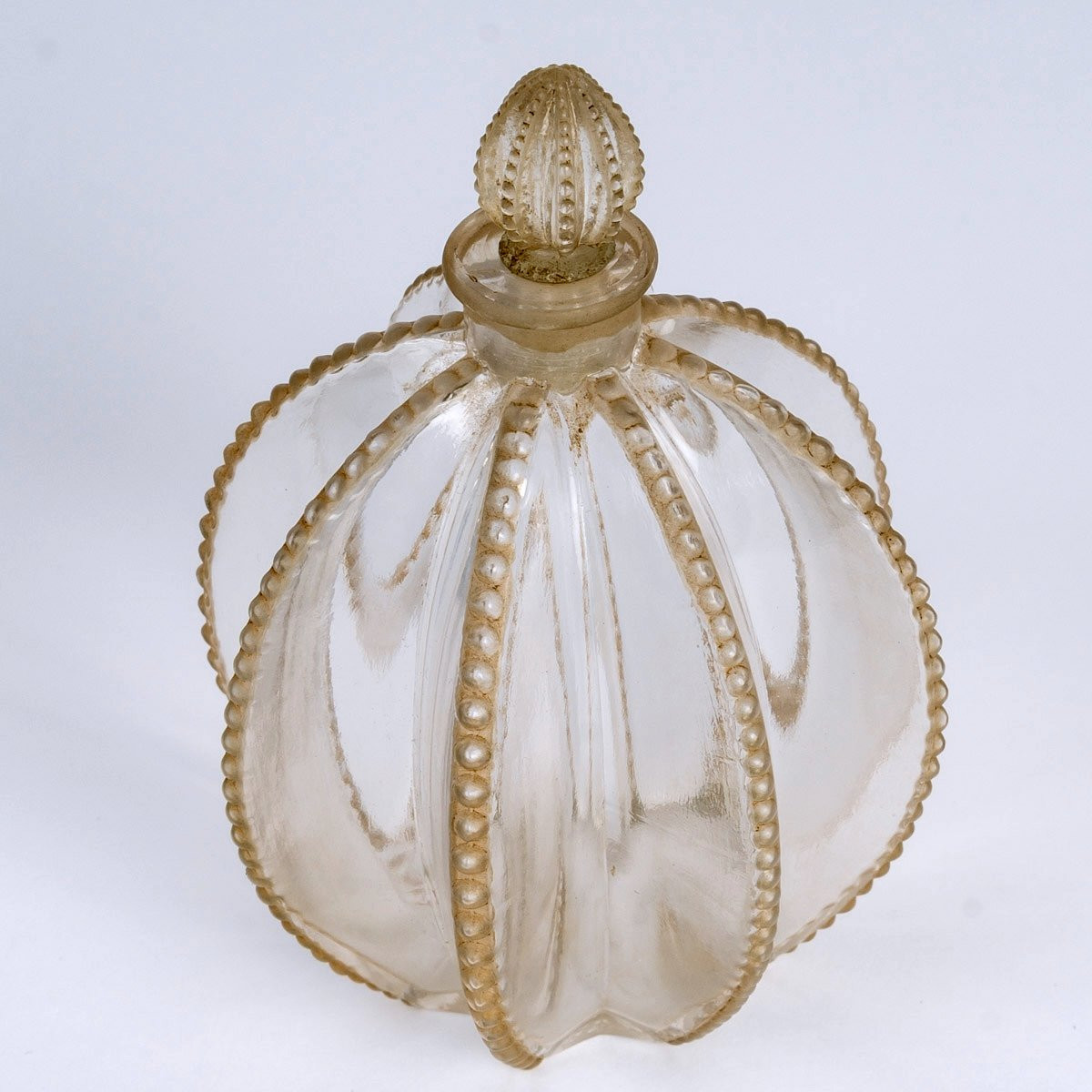 1927 René Lalique - Perfume Bottle Gregoire Glass With Sepia Patina-photo-2